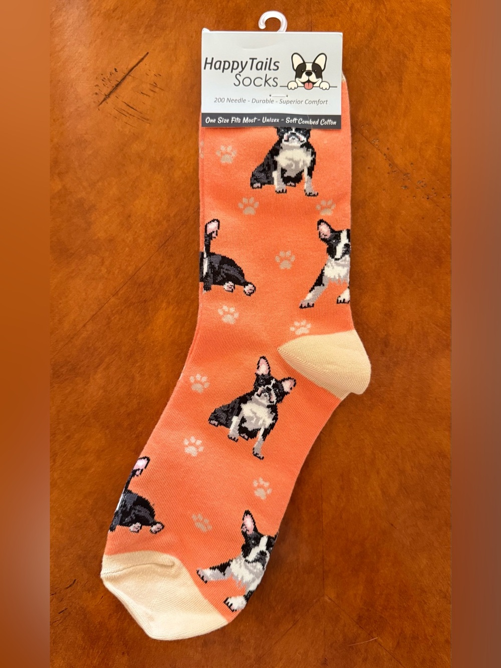 Happy Tails Boston Terrier Novelty Crew Socks by E&S Pets NWT